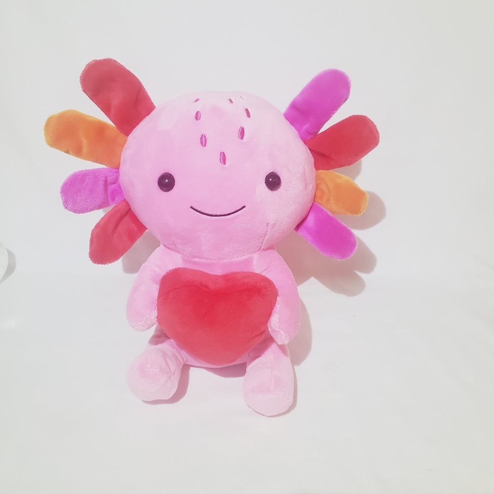 Hallmark Axolotl Plush Pink Stuffed Animal w Heart Valentine Multi-Color‎ Gills